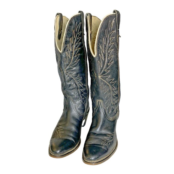 Vintage Wrangler Western Leather Embroidered Womens Cowboy Boots Size 9N 30706 - Picture 1 of 15